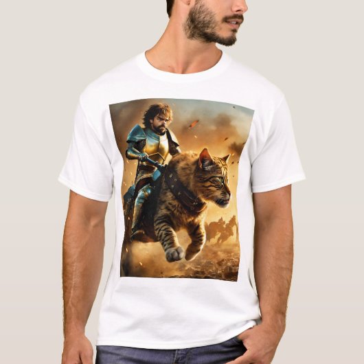 男が動物とともに走る Tシャツ (正面)