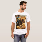 男が動物とともに走る Tシャツ (正面フル)