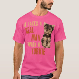 男が歩いて実在いるヨークシャーテリアおもしろい犬値リスト Tシャツ