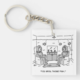 男が熱帯魚を腐おもしろいらす – Cartoon on a キーホルダー