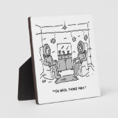 男が熱帯魚を腐おもしろいらす – Cartoon on a フォトプラーク (正面)