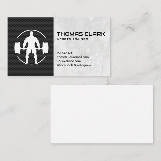 男が重いウェイトをデッドリフトしている 名刺 (正面/裏面)