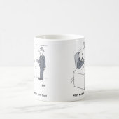 男が銀行融資部でうめき声を上げる コーヒーマグカップ (中央)