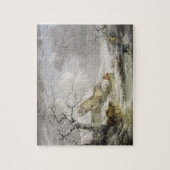 男が雪を降らす冬の風景|過去記事 ジグソーパズル (縦)