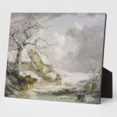 男が雪を降らす冬の風景|過去記事 フォトプラーク (側面)