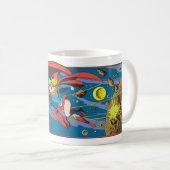 男すごいとスーパーガール飛んでいる コーヒーマグカップ (正面右)