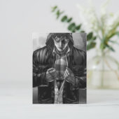 男すごいの地球カバー – 白黒 ポストカード (スタンド正面)