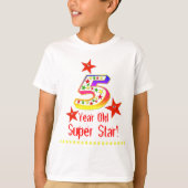 男すごい子用スター5誕生日シャツ Tシャツ (正面)