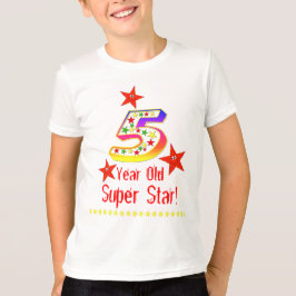 男すごい子用スター5誕生日シャツ Tシャツ
