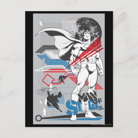 男すごい – 不条理なコラージュのポスター ポストカード (正面)