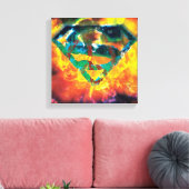 男すごいSシールド |ピーススタンプされたロゴ キャンバスプリント (インサイチュ (リビング))