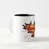 男すごいSシールド |壊れた金属ロゴ ツートーンマグカップ (正面左)