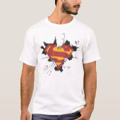 男すごいSシールド |壊れた金属ロゴ Tシャツ (正面)