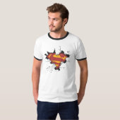 男すごいSシールド |壊れた金属ロゴ Tシャツ (正面フル)