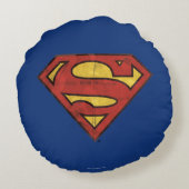 男すごいSシールド |黒いグランジアウトラインロゴ ラウンドクッション (裏面)