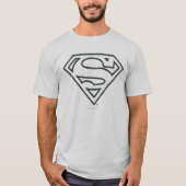 男すごいSシールド |黒いグランジアウトラインロゴ Tシャツ (正面)