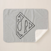 男すごいSシールド |黒いシンプルアウトラインのロゴ シェルパブランケット (正面(横))