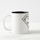 男すごいSシールド |黒いシンプルアウトラインのロゴ ツートーンマグカップ (左)