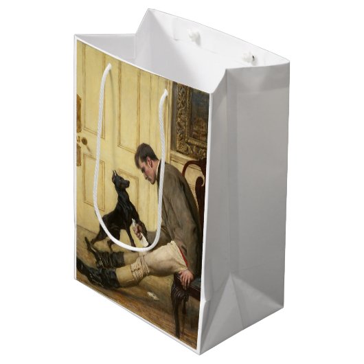 男とその犬の抱き枕 ミディアムペーパーバッグ (正面アングル)