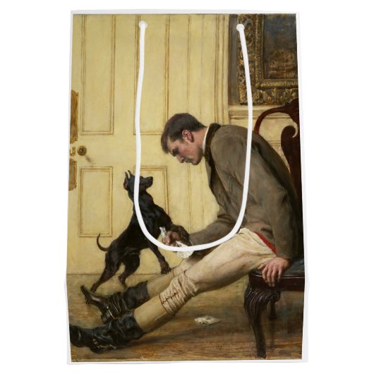 男とその犬の抱き枕 ミディアムペーパーバッグ (裏面)