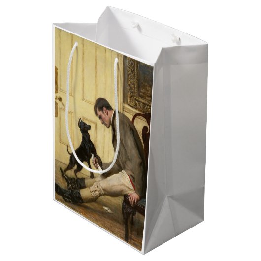 男とその犬の抱き枕 ミディアムペーパーバッグ (裏面アングル)