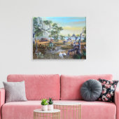 男とその犬…南スタイル。 キャンバスプリント (インサイチュ (リビング))