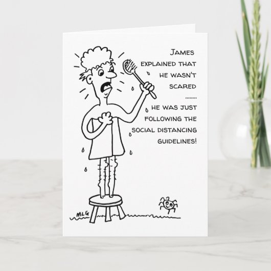 男とクモのソーシャルディスタンス漫画 カード (正面)