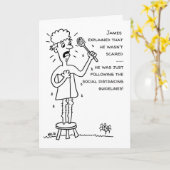 男とクモのソーシャルディスタンス漫画 カード (黄色い花)