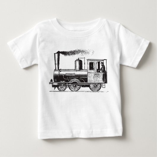 男と列車 - 黒 ベビーTシャツ (正面)