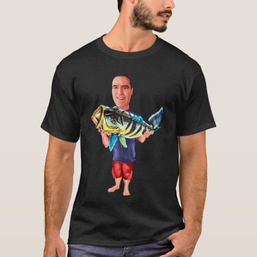 男と大きな魚 Tシャツ (正面)
