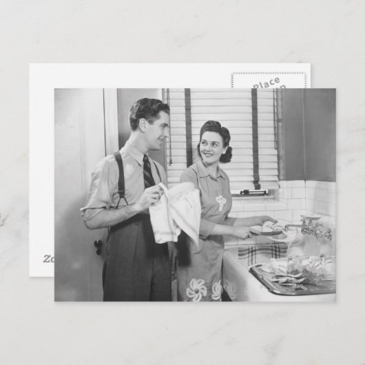 男と女が料理をする|過去記事 ポストカード (正面/裏面)