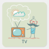 男と彼のテレビ スクエアシール (正面)