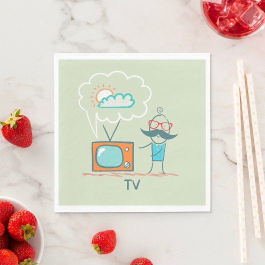 男と彼のテレビ スタンダードランチョンナプキン