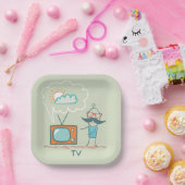 男と彼のテレビ ペーパープレート (パーティー)