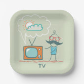 男と彼のテレビ ペーパープレート (正面)