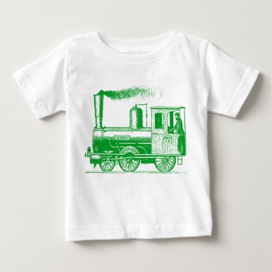 男と彼の列車 – 草の緑 ベビーTシャツ (正面)