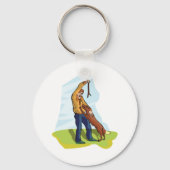 男と彼の犬のキーチェーン キーホルダー (正面)