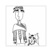 男と彼の猫ウッドアートスタンプ ラバースタンプ (インプリント)