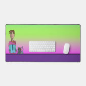 男と彼の猫デスクマット デスクマット (キーボード&マウス)