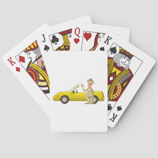 男と彼の黄色の車のトランプ トランプ (裏面)