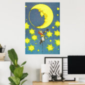 男と月 ポスター (ホームオフィス)