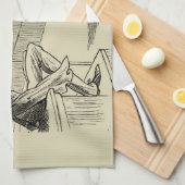 男と男のプール遊の鉛筆 キッチンタオル (四つ折り)