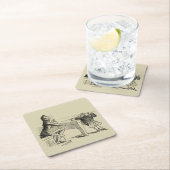 男と男のプール遊の鉛筆 スクエアペーパーコースター (インサイチュ)