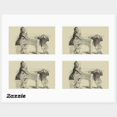 男と男のプール遊の鉛筆 長方形シール (シート)