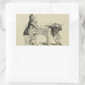 男と男のプール遊の鉛筆 長方形シール (バッグ)