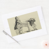 男と男のプール遊の鉛筆 長方形シール (封筒)