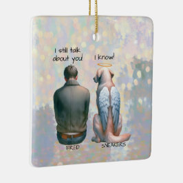 男と男の犬の記念碑 セラミックオーナメント