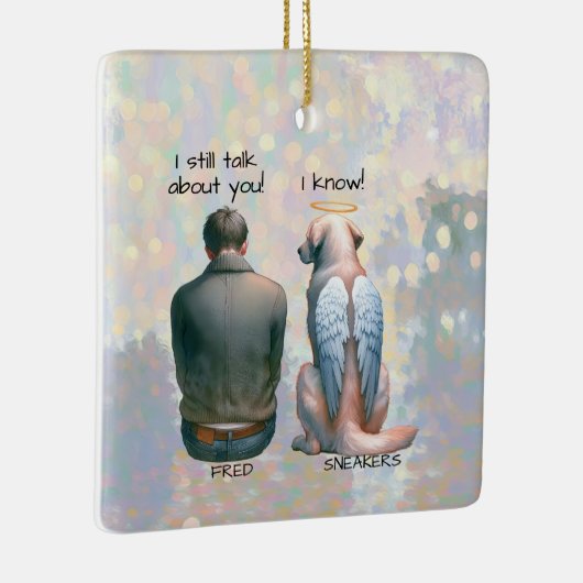 男と男の犬の記念碑 セラミックオーナメント (右)