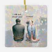 男と男の犬の記念碑 セラミックオーナメント (正面)