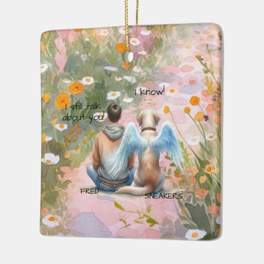 男と男の犬の記念碑 セラミックオーナメント (左)